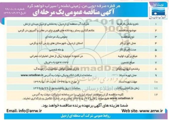 مناقصه علائم گذاری بستر رودخانه