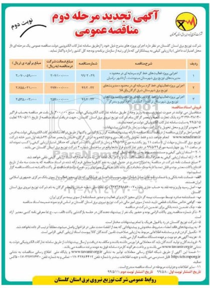 تجدید مناقصه, تجدید مناقصه اجرای پروژه فعالیت های خط گرم سرمایه ای و... مرحله دوم -  نوبت دوم
