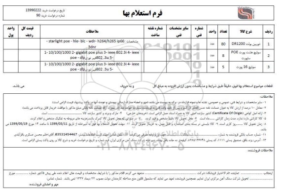 استعلام دوربین بولت DR1200...