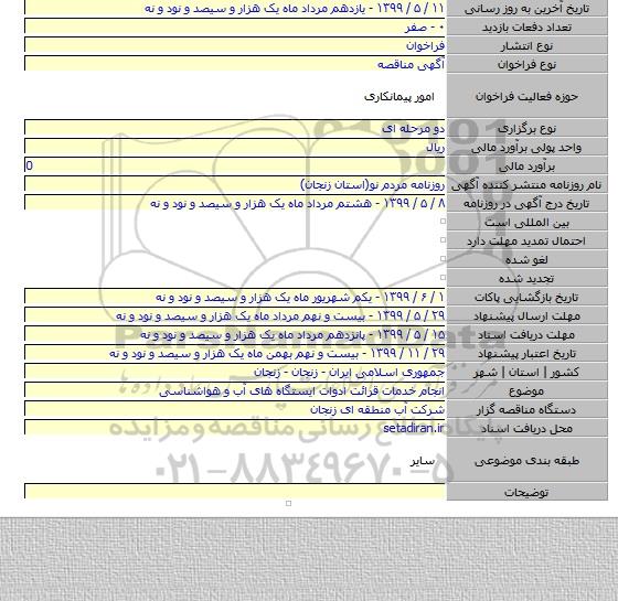 انجام خدمات قرائت ادوات ایستگاه های آب و هواشناسی