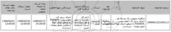 مناقصه عمومی یک مرحله ای اجرای سیل کت امولسیونی FOGSEAL به منظور احیای رویه آسفالتی محور مهاباد - سردشت