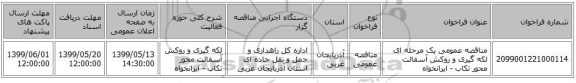 مناقصه عمومی یک مرحله ای لکه گیری و روکش آسفالت محور تکاب - ایرانخواه