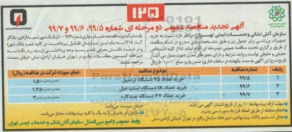 تجدید مناقصه ، تجدید مناقصه خرید تجهیزات ورزشی