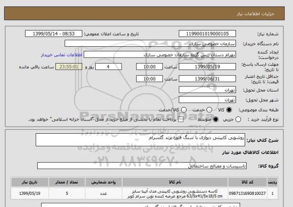استعلام روشویی کابینتی دیواری با سنگ فلورا برند گلسرام