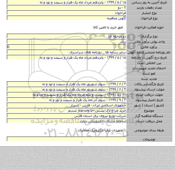 خرید چراغ لاک پشتی ۵۰ وات بخار سدیم