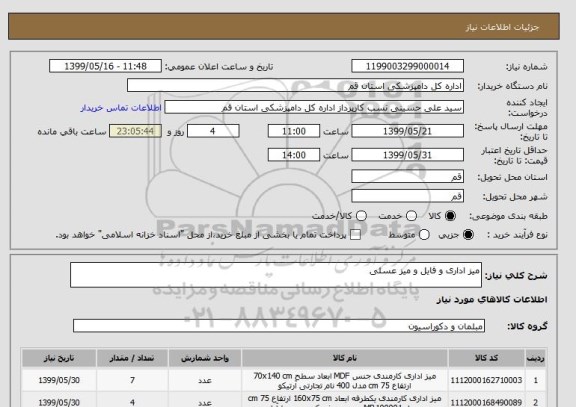 استعلام میز اداری و فایل و میز عسلی