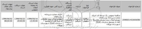 مناقصه عمومی یک مرحله ای اجرای مخازن،شیرخانه روستاهای مهترلو،کیقال،دیزج صفرعلی و سیه کلان از مجتمع ستارخان (فاز2) شهرستان ورزقان  
