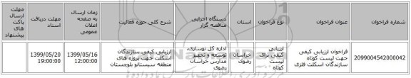 فراخوان ارزیابی کیفی جهت لیست کوتاه سازندگان اسکلت فلزی
