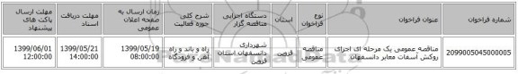 مناقصه عمومی یک مرحله ای اجرای روکش آسفات معابر دانسفهان 
