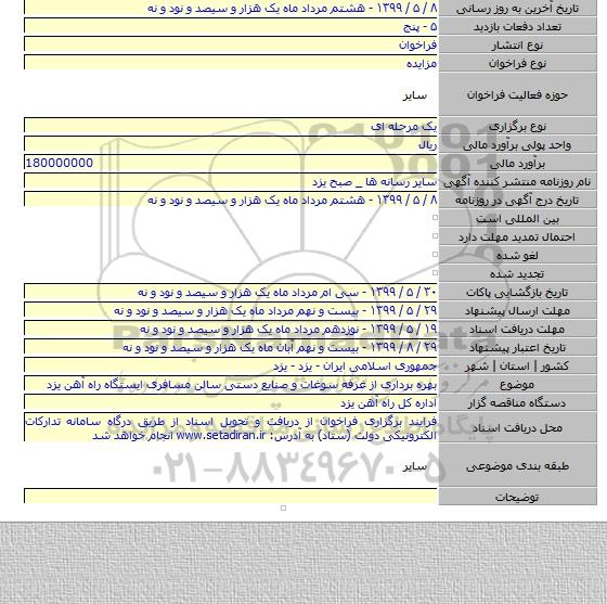 بهره برداری از غرفه سوغات و صنایع دستی سالن مسافری ایستگاه راه آهن یزد