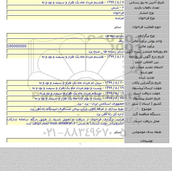 بهره برداری از غرفه کافی شاپ سالن مسافری ایستگاه راه آهن یزد
