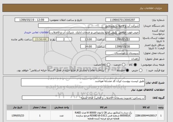 استعلام طبق لیست پیوست ایران کد مشابه میباشد
