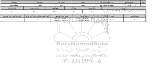 آگهی مزایده ، مزایده زمین تجاری