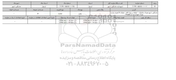 آگهی مزایده ، مزایده زمین تجاری