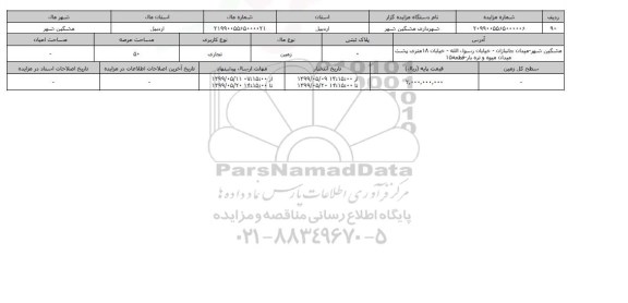 آگهی مزایده ، مزایده زمین تجاری