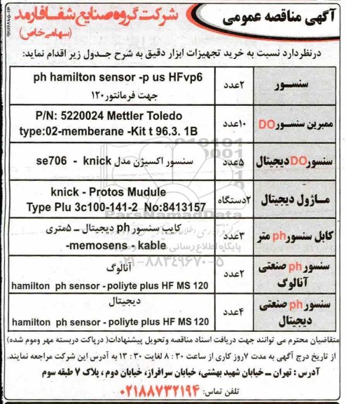 مناقصه,مناقصه خرید تجهیزات ابزار دقیق
