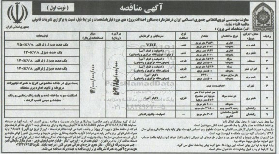 مناقصه احداثات پروژه ها 