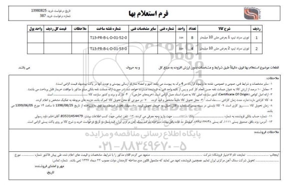استعلام، استعلام توری سرند تیپ 1 