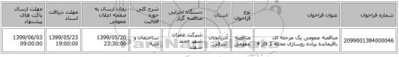 مناقصه عمومی یک مرحله ای باقیمانده پیاده روسازی  محله 1 فاز 4