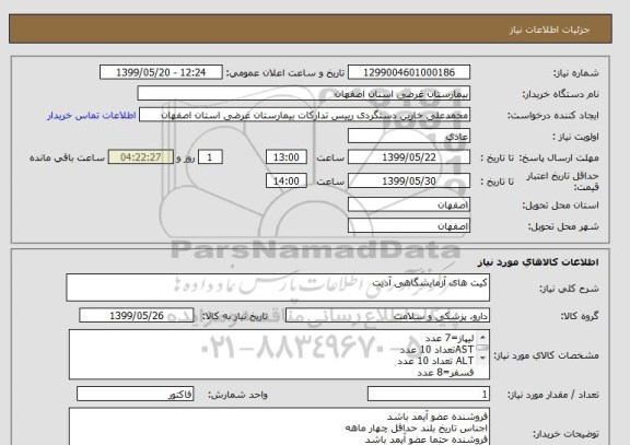 استعلام کیت های آزمایشگاهی آدیت