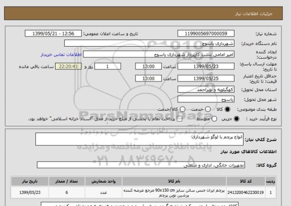 استعلام انواع پرچم با لوگو شهرداری