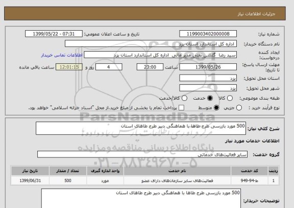 استعلام 500 مورد بازرسی طرح طاها با هماهنگی دبیر طرح طاهای استان