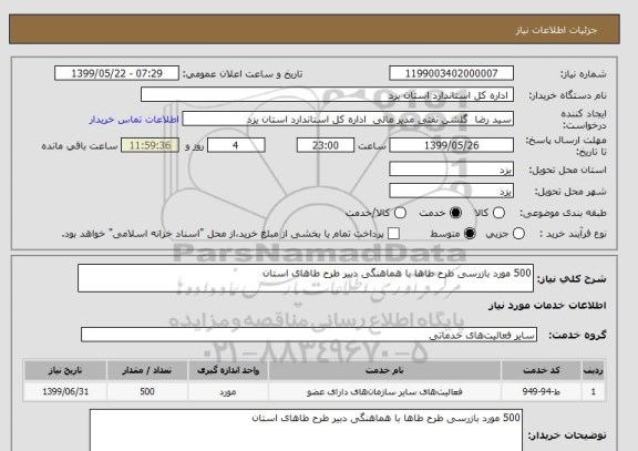 استعلام 500 مورد بازرسی طرح طاها با هماهنگی دبیر طرح طاهای استان