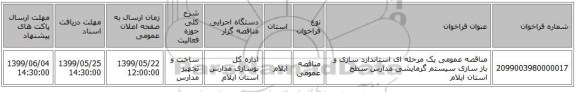 مناقصه عمومی یک مرحله ای استاندارد سازی و باز سازی سیستم گرمایشی مدارس سطح استان ایلام