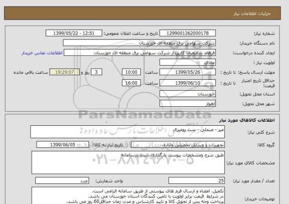 استعلام میز - صندلی - ست رومیزی