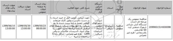 مناقصه عمومی یک مرحله ای احداث ایستگاه آتش نشانی شهرک صنعتی آیت الله هاشمی رفسنجانی- طرح غیر عمرانی