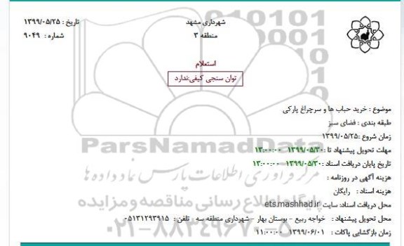 استعلام خرید حباب ها و سرچراغ پارکی