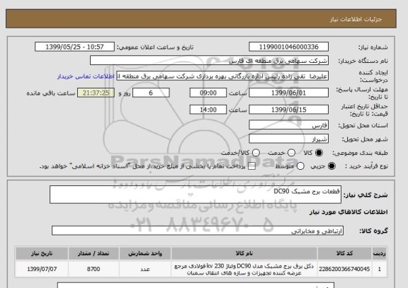 استعلام قطعات برج مشبک DC90