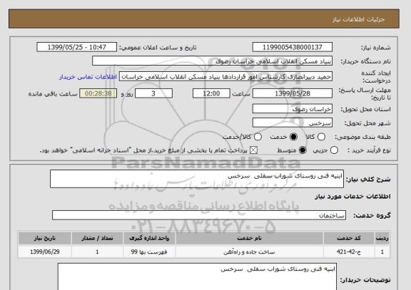 استعلام ابنیه فنی روستای شوراب سفلی  سرخس