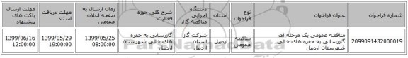 مناقصه عمومی یک مرحله ای گازرسانی به حفره های خالی شهرستان اردبیل 