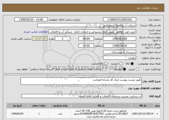 استعلام طبق لیست پیوست ایران کد مشابه میباشد