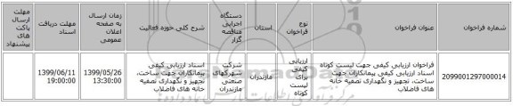 فراخوان ارزیابی کیفی جهت لیست کوتاه اسناد  ارزیابی کیفی پیمانکاران جهت ساخت، تجهیز و نگهداری تصفیه خانه های فاضلاب 