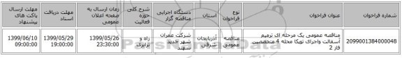 مناقصه عمومی یک مرحله ای ترمیم آسفالت واجرای توپکا محله 4 متخصصین فاز 2 