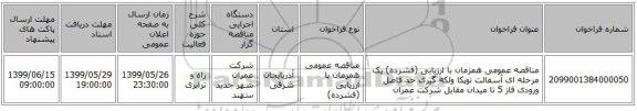 مناقصه عمومی همزمان با ارزیابی (فشرده) یک مرحله ای آسفالت توپکا ولکه گیری حد فاصل ورودی فاز 5 تا میدان مقابل شرکت عمران