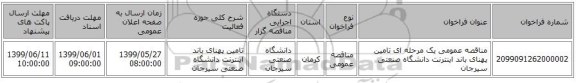 مناقصه عمومی یک مرحله ای تامین پهنای باند اینترنت دانشگاه صنعتی سیرجان