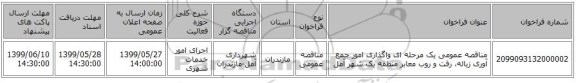 مناقصه عمومی یک مرحله ای واگذاری امور جمع آوری زباله، رفت و روب معابر  منطقه یک شهر آمل