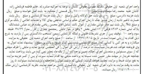 مزایده  مزایده ششدانگ پلاک ثبتی 8386 فرعی از 11 اصلی 