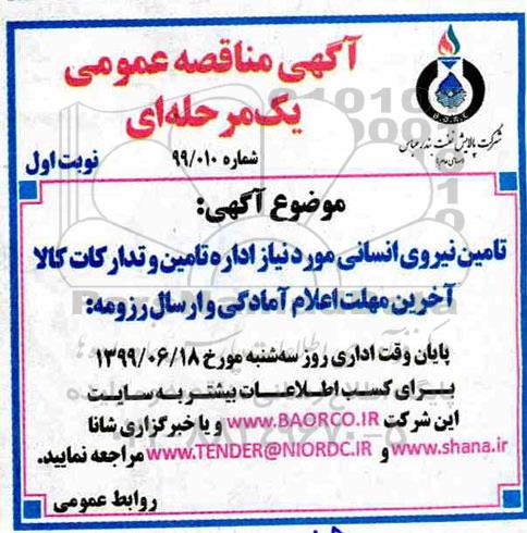 مناقصه، مناقصه تامین نیروی انسانی