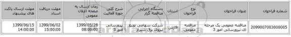مناقصه عمومی یک مرحله ای نیرورسانی امور 3
