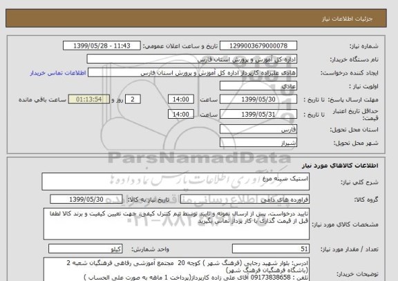 استعلام استیک سینه مرغ 