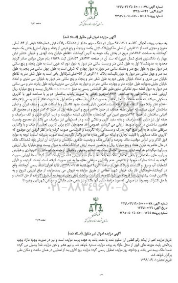 مزایده مزایده دو دانگ سهم مشاع از ششدانگ پلاک ثبتی 155 فرعی