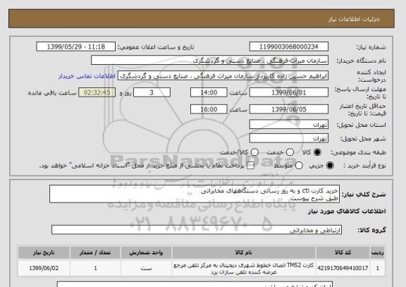 استعلام خرید کارت cti و به روز رسانی دستگاههای مخابراتی
طبق شرح پیوست