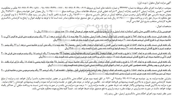 مزایده، مزایده فروش خودنویس پارکر  و... 