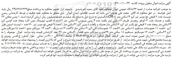 مزایده، مزایده فروش پنس مثلثی 23CM00 دویست عدد و...