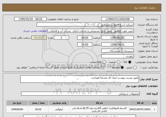 استعلام طبق لیست پیوست ایران کد مشابه میباشد