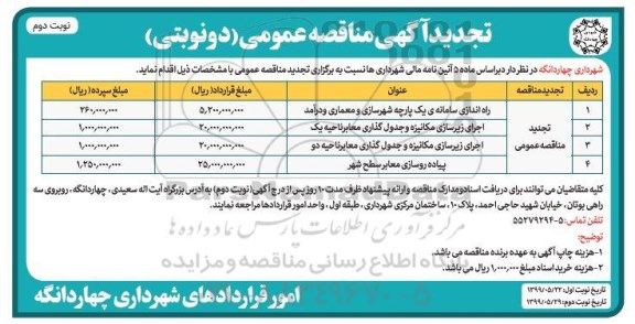 تجدید اگهی راه اندازی سامانه یک پارچه شهرسازی و معماری نوبت دوم 